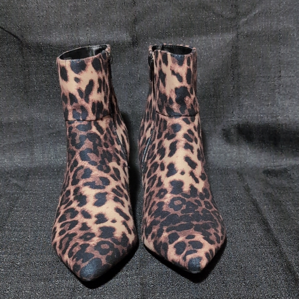 Madden Girl Leopard Print Pointed Toe Ankle Booties in Brown and Black